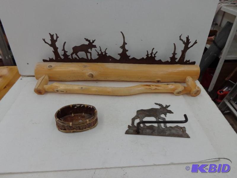 lot 30 image: Towel Rack, Toilet Paper Rack, Soup Dish  Log...