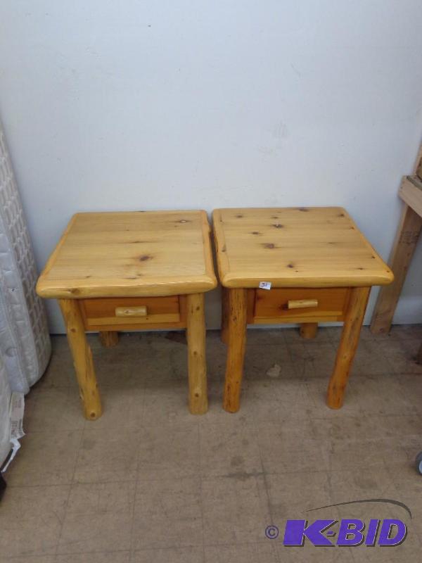 lot 31 image: Pair of Log End Tables 1 Drawer in Each 22&qu...