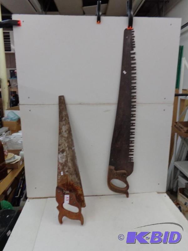 lot 53 image: Old Hand Saws Old Fine Tooth Hand Saw With&nb...