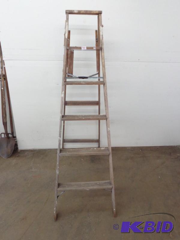 lot 72 image: Wooden Step Ladder 6 Foot Tall Fair Condition...