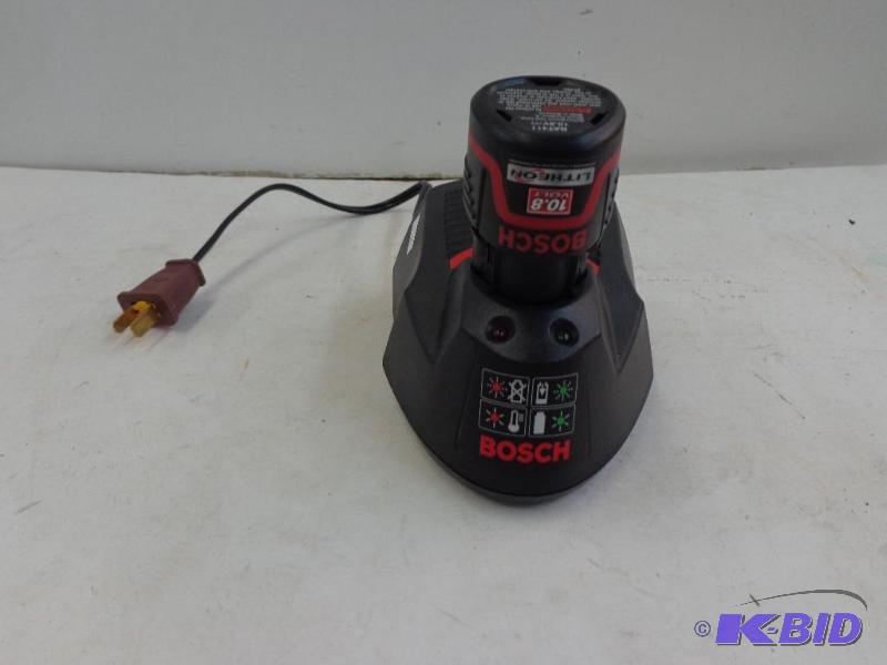 lot 96 image: Bosch Battery and Battery Charger 10.8 Volt 3...