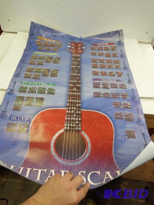 lot 98 image: 2 Fender Guitar Posters Guitar Cord Sheets Gu...