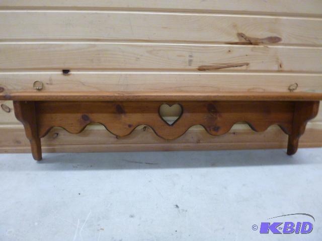 lot 100 image: Long Wooden Heart Shelf 36" long....