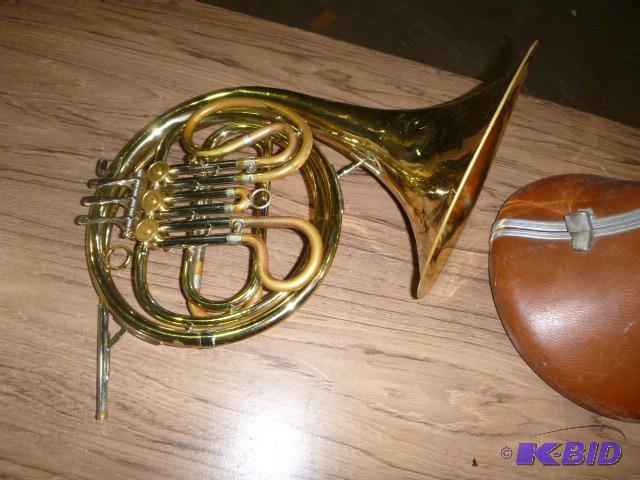 lot 11 image: FE Olds French Horn with Case No mouth piece ...