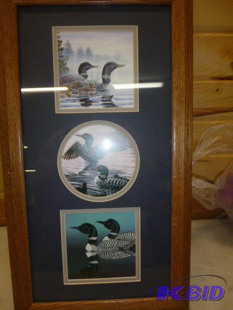 lot 148 image: Loon Framed Trio Print 23" X 13"...