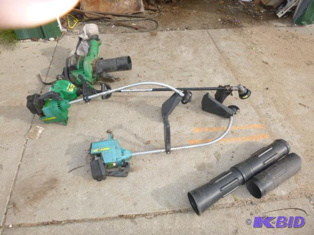 lot 157 image: Weed Eater Vac Has compression, 3 weed eaters...