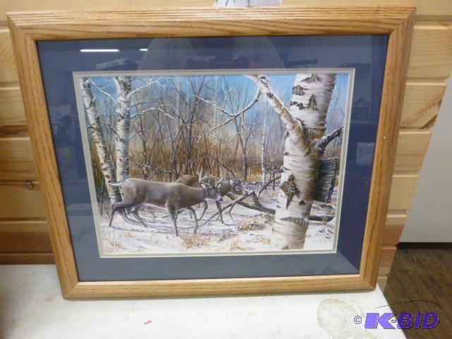 lot 81 image: Framed Deer Print 19" X 23"...