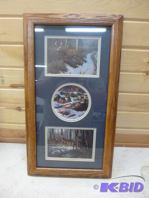 lot 82 image: Framed Wildlife Trio Print 12" X 23"...