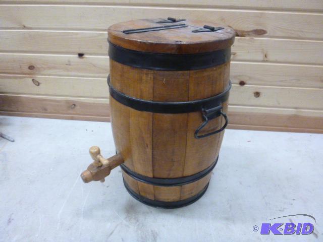 lot 94 image: Wooden Keg Decor 17 12" high....