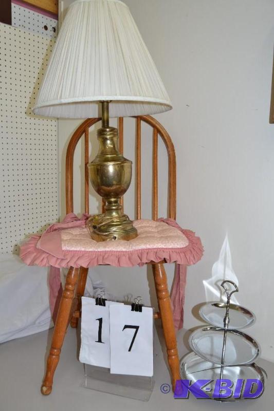 Lamp, serving tray, Chair