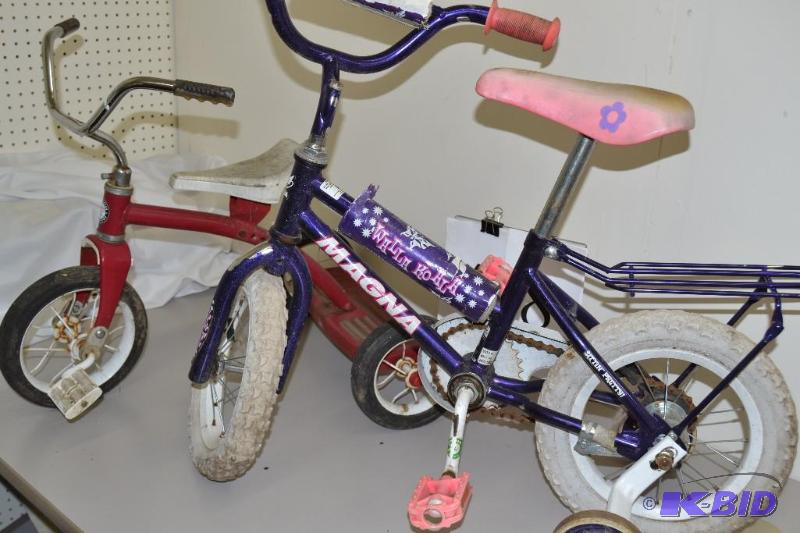 Childs bicycle and tricycle