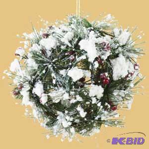 Snowy Pine Ball Ornament