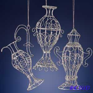 Silver glitter wire ornament