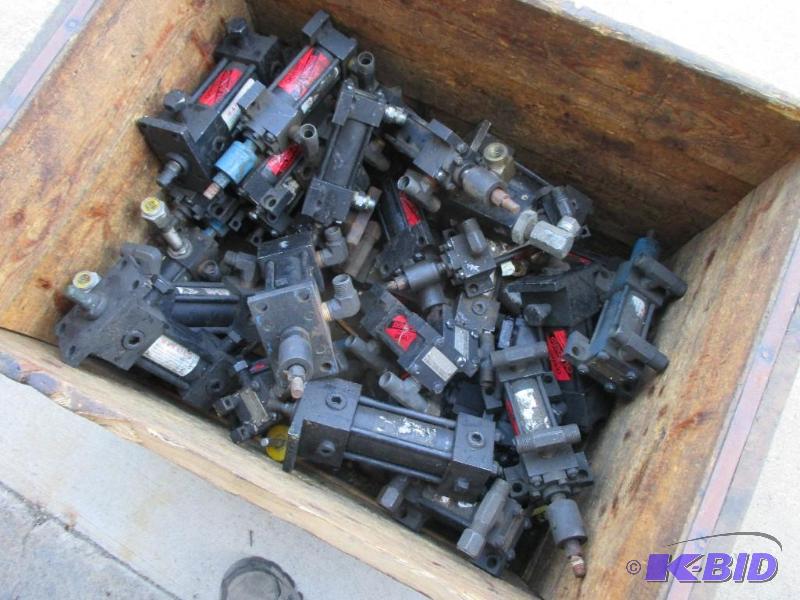 Box of used air hydraulic cylinders...