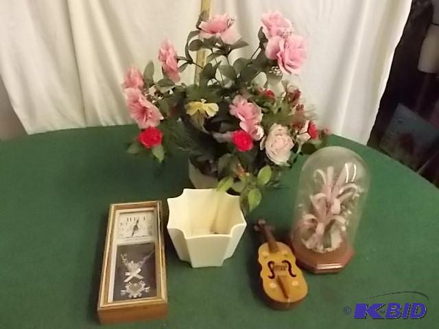 Box Lot - Vases, Large Flowers, Glass Dome, C...