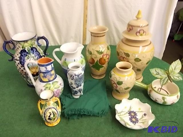 Box Lot - Large Vases, Pottery, Pitchers, Mor...