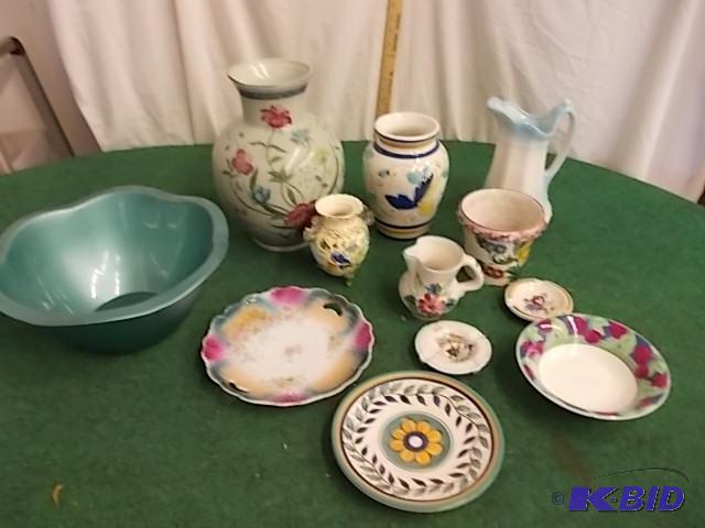 Box Lot - Large Hand Painted Vase &amp Other...