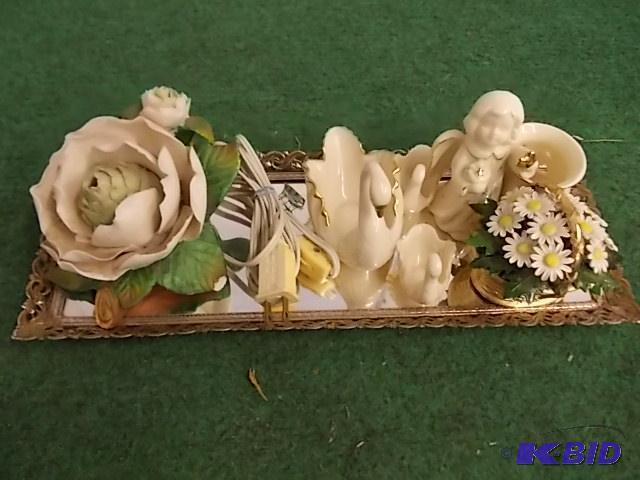 Box Lot - Vanity Tray, Lenox China Swans, Wat...
