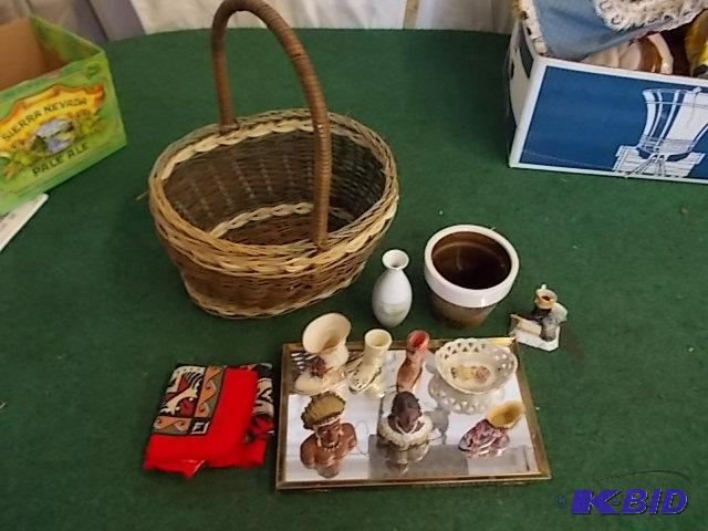 Basket Of Boots &amp Miniatures, Figurines...