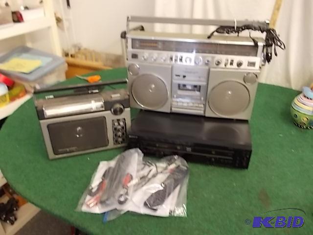 2-Boom Box Radios, 1-Sony CD Changer With Rem...
