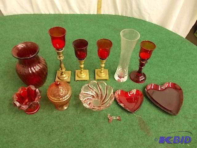 Box Lot - Collection Of Red Glassware...
