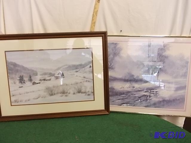 2-Framed Pictures (Harold Hansen Winter Scene...