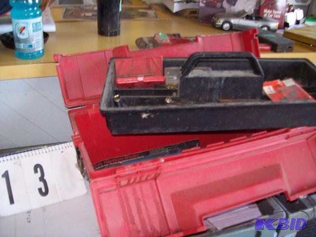 Plano Red Plastic Tool Box with Misc. Tools