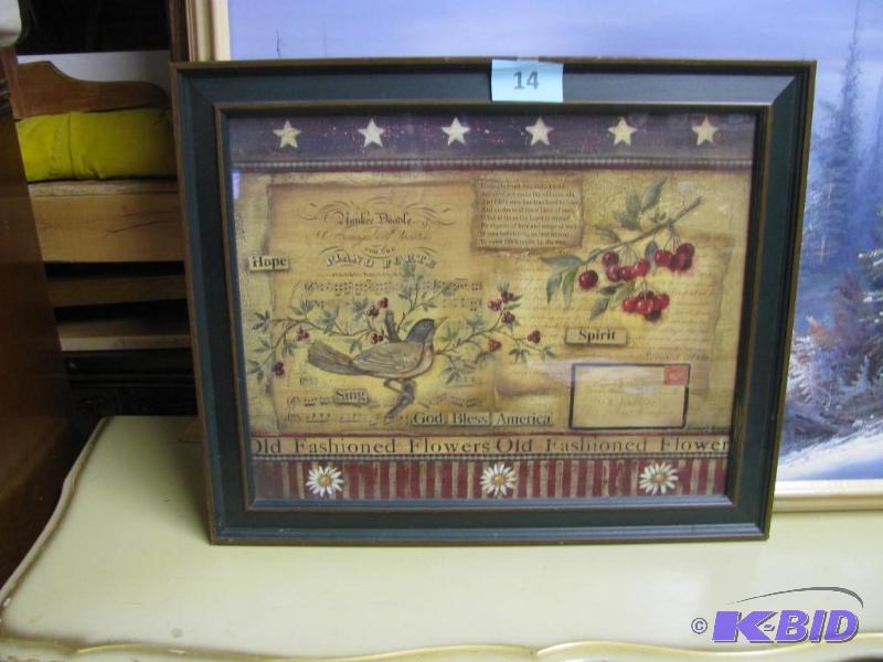 lot 14 image: Framed Americana print 24" x 19"...