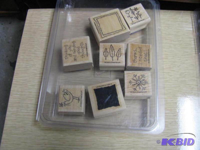 lot 19 image: wooden rubber stamp set unused would be great...