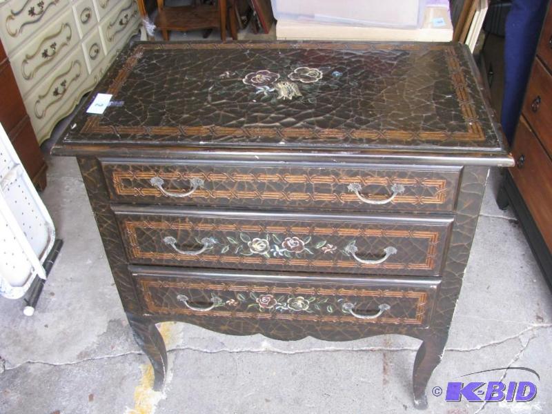 lot 2 image: solid, sturdy, well-built three drawer chest ...