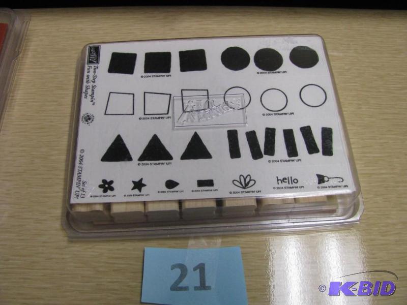 lot 21 image: wooden rubber stamp set unused would be great...