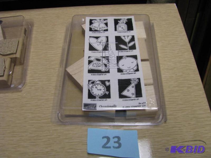 lot 23 image: wooden rubber stamp set unused would be great...