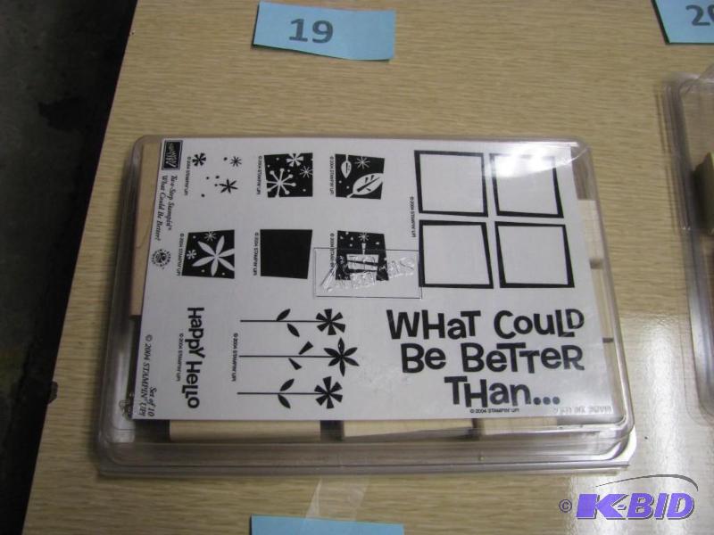 lot 24 image: wooden rubber stamp set unused would be great...