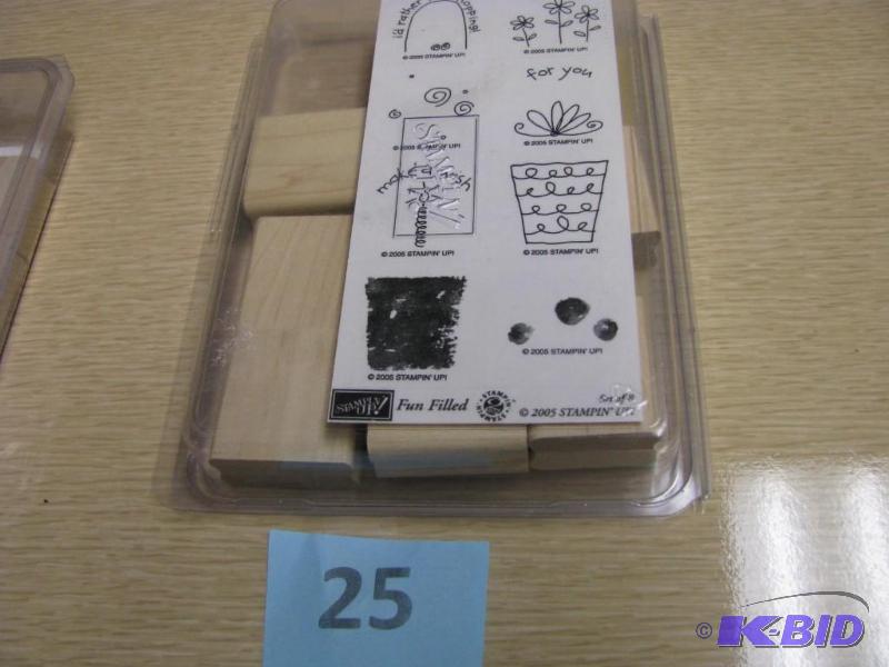 lot 25 image: wooden rubber stamp set unused would be great...