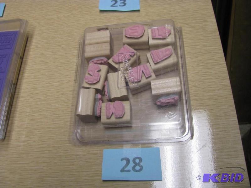 lot 28 image: wooden rubber stamp set unused would be great...