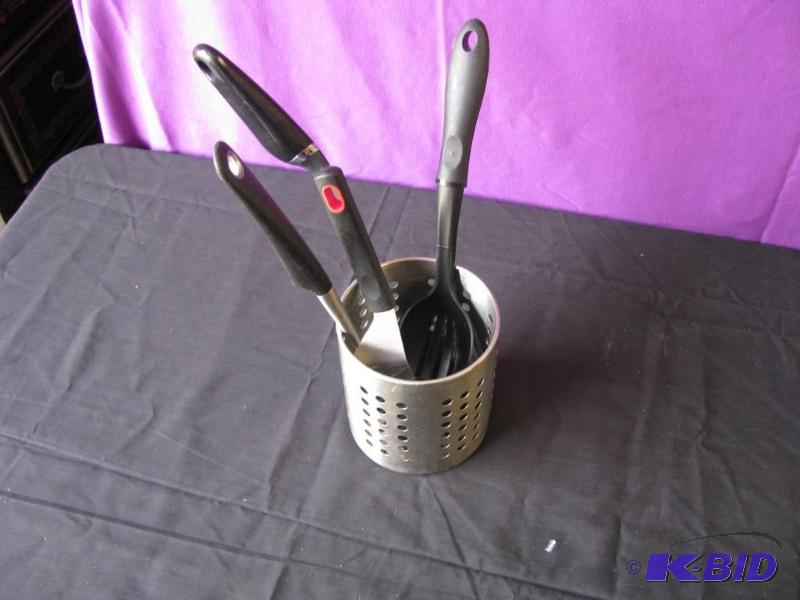 lot 33 image: kitchen utensils and holder...