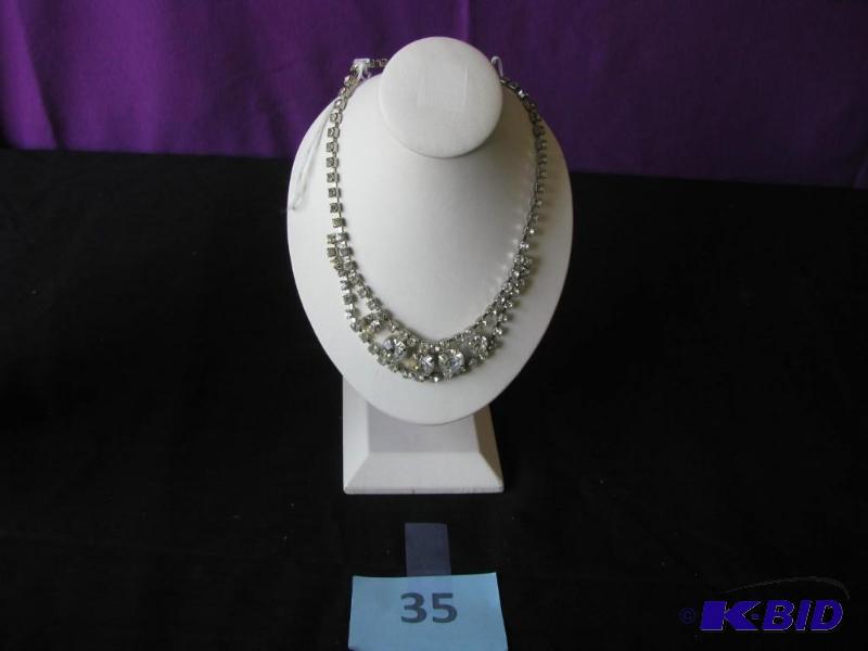 lot 35 image: vintage rhinestone necklace unsigned piece bu...