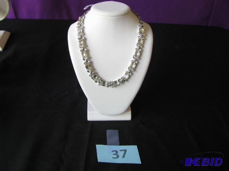 lot 37 image: vintage rhinestone necklace larger linear sto...