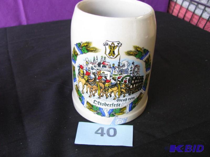 lot 40 image: Oftoberfest stein with multiple German beer m...