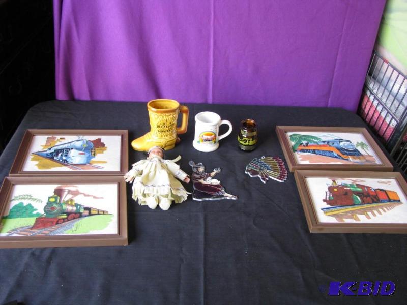 lot 43 image: western items, framed trains, western places ...