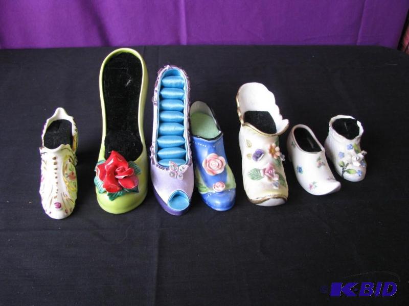lot 50 image: set of seven decorative shoes for displaying ...