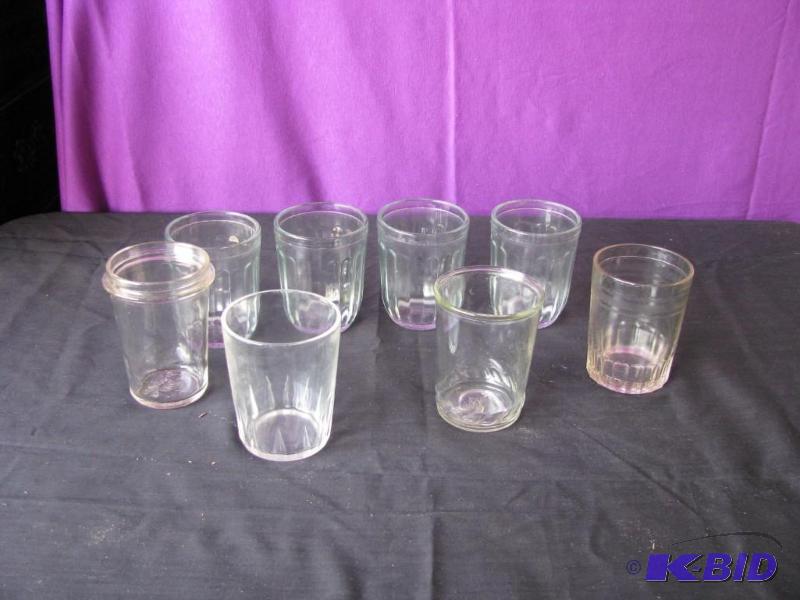 lot 53 image: 4 misc and 4 matching vintage jelly jars...