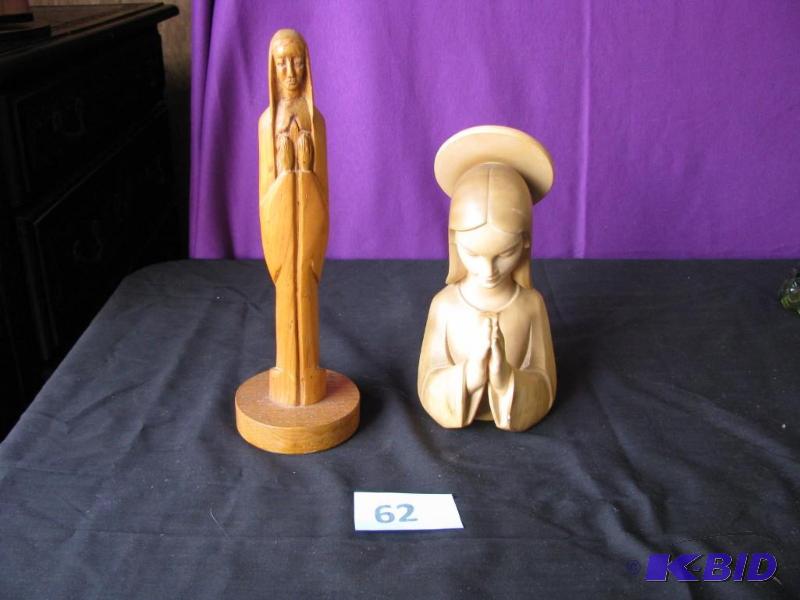 lot 62 image: Two religious praying Marys one wood and one...