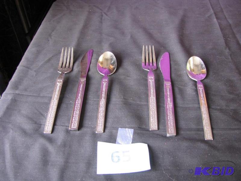 lot 65 image: two sets, fork knife and spoon, of vintage fi...