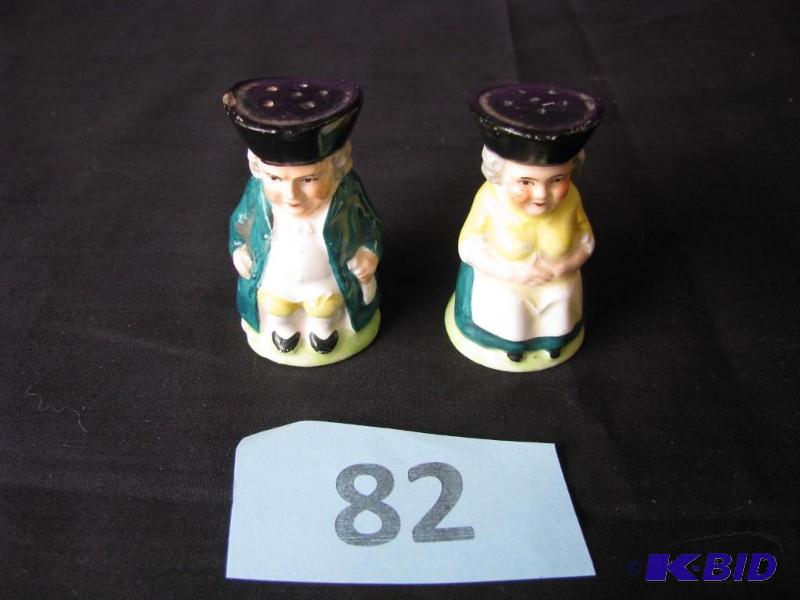 lot 82 image: pair of colonial Toby mug style SP shakers s...