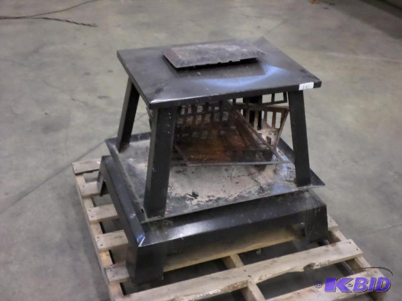 lot 15 image: Steel Outdoor Fireplace With Steel Mesh Sides...