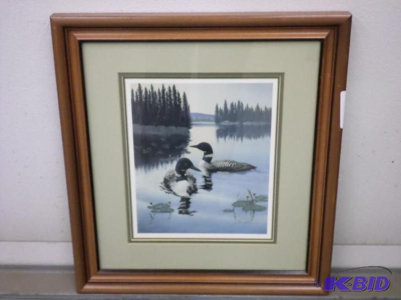 lot 97 image: DERK &quotLoons" Framed Art Piece...