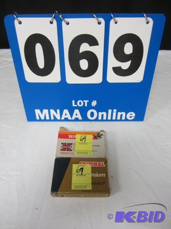 lot 00069 image: Lot of 2 Boxes of 12 Gauge Hollow Point Rifled Slugs