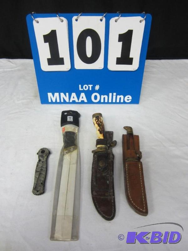 lot 101 image: Lot of Hunting Camping Knives Knife Schrade Stren Wustof