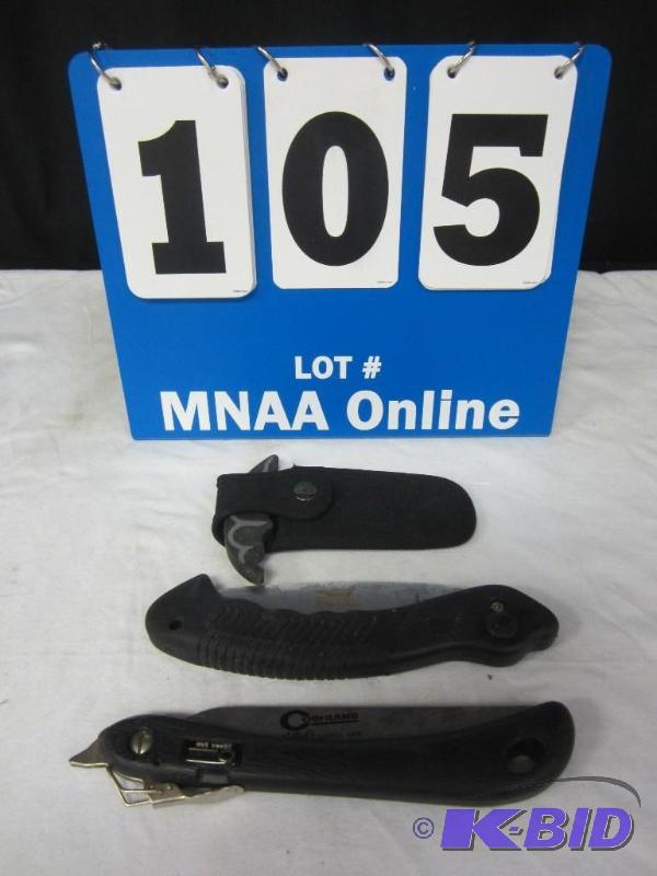 lot 105 image: Lot of 3 Hand Saws for Hunting Camping